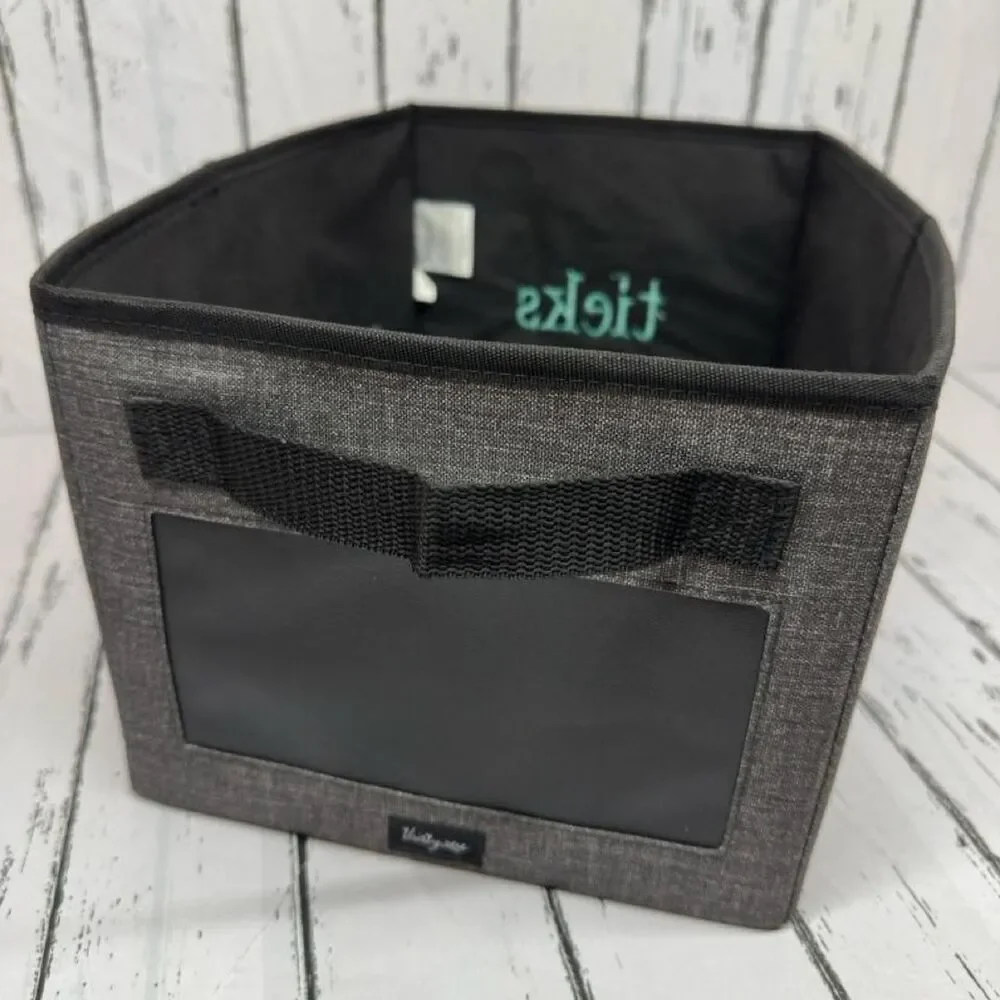 Thirty-One Storage Tote personalized w/ Tieks - Black & Gray
